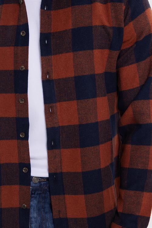 Erkek Slim Fit Dar Kesim Kareli Kışlık Oduncu Gömlek