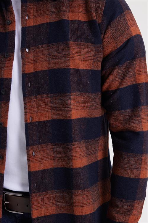 Erkek Slim Fit Dar Kesim Kareli Kışlık Oduncu Gömlek