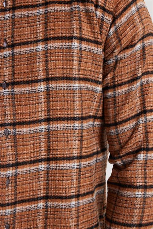 Erkek Slim Fit Dar Kesim Kareli Kışlık Oduncu Gömlek