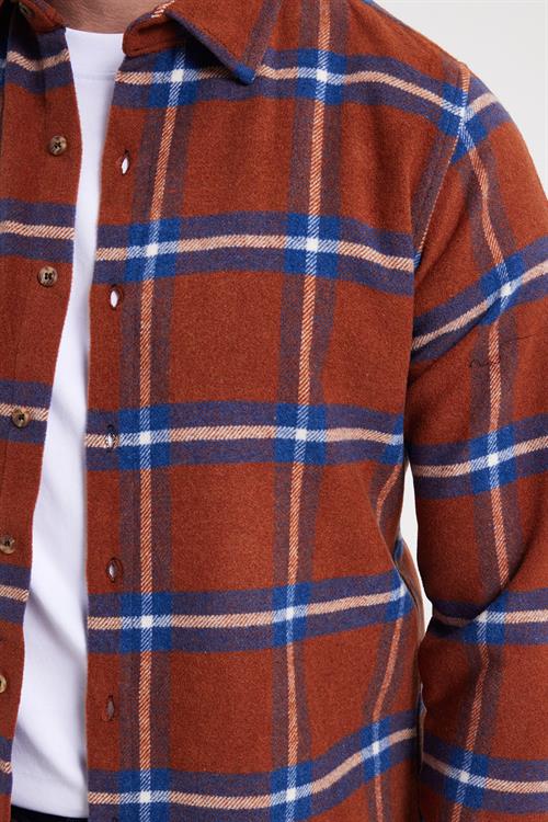 Erkek Slim Fit Dar Kesim Kareli Kışlık Oduncu Gömlek