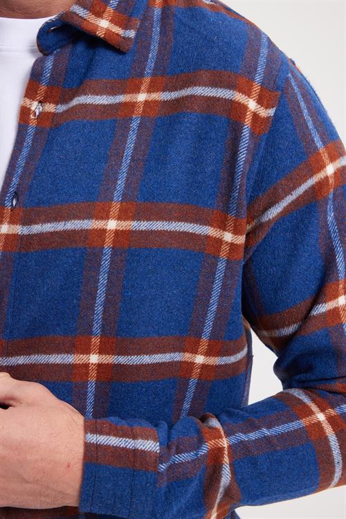 Erkek Slim Fit Dar Kesim Kareli Kışlık Oduncu Gömlek