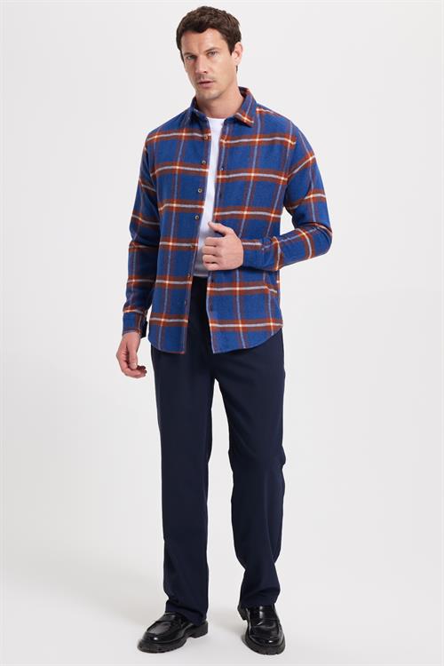 Erkek Slim Fit Dar Kesim Kareli Kışlık Oduncu Gömlek