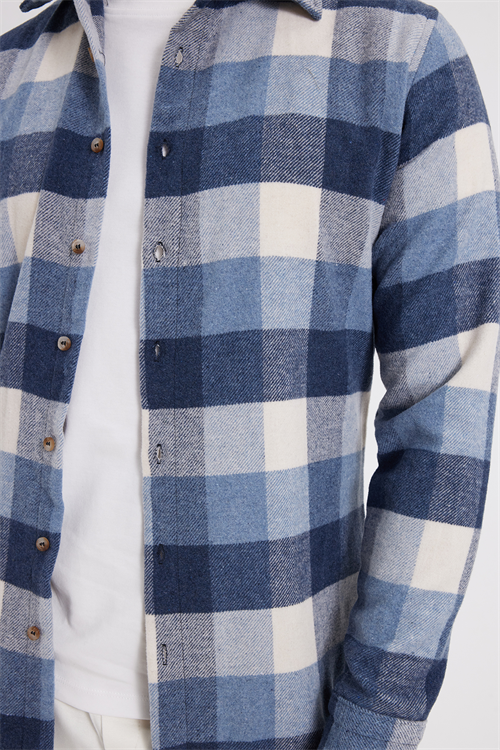 Erkek Slim Fit Dar Kesim Kareli Kışlık Oduncu Gömlek