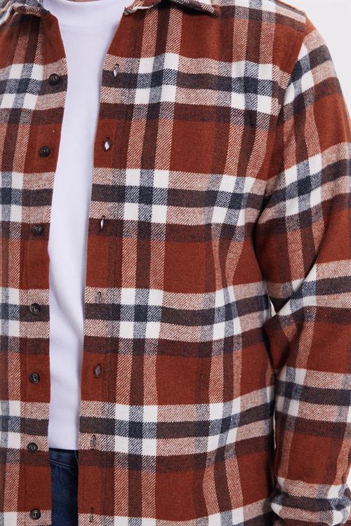 Erkek Slim Fit Dar Kesim Kareli Kışlık Oduncu Gömlek