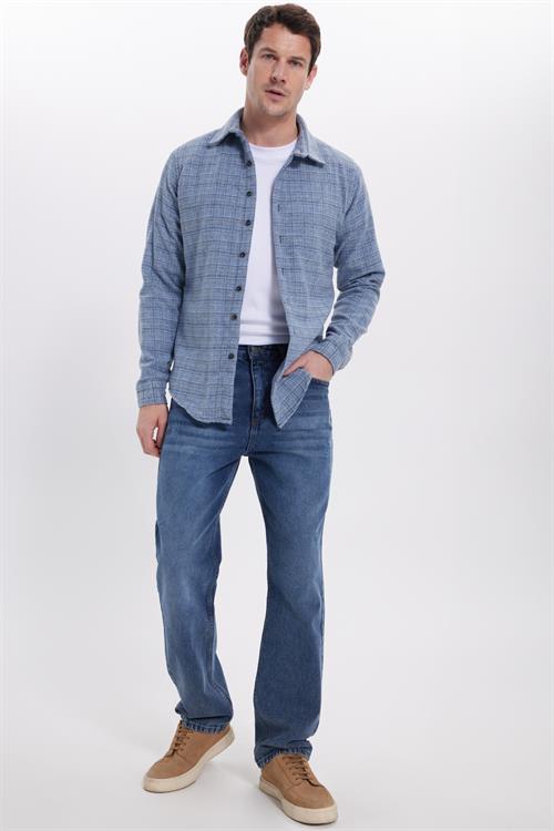 Erkek Slim Fit Dar Kesim Kareli Kışlık Oduncu Gömlek
