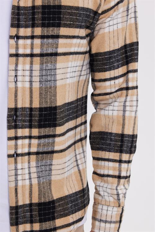 Erkek Slim Fit Dar Kesim Kareli Kışlık Oduncu Gömlek