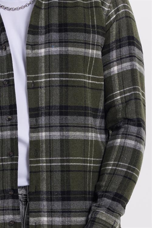 Erkek Slim Fit Dar Kesim Kareli Kışlık Oduncu Gömlek