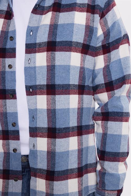 Erkek Slim Fit Dar Kesim Kareli Kışlık Oduncu Gömlek