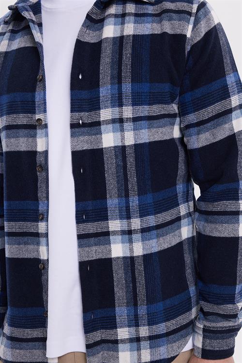 Erkek Slim Fit Dar Kesim Kareli Kışlık Oduncu Gömlek