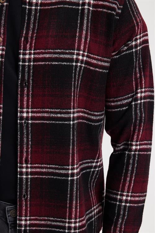 Erkek Slim Fit Dar Kesim Kareli Kışlık Oduncu Gömlek