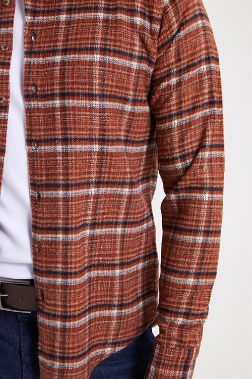 Erkek Slim Fit Dar Kesim Kareli Kışlık Oduncu Gömlek