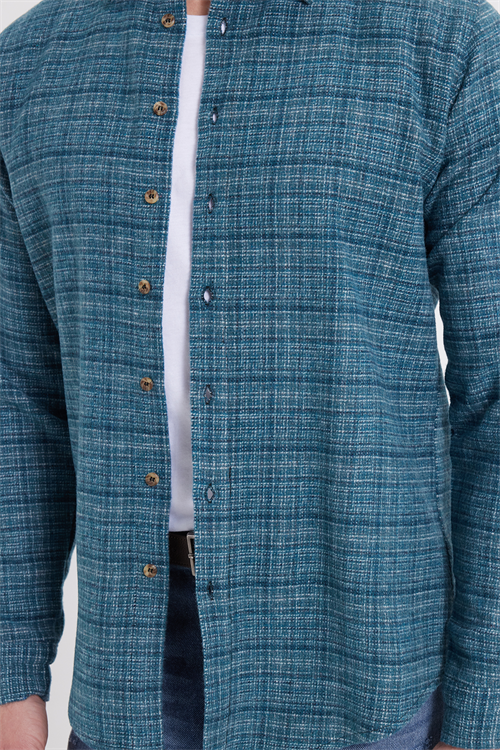 Erkek Slim Fit Dar Kesim Kareli Kışlık Oduncu Gömlek