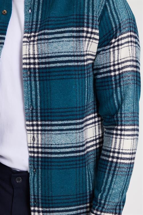 Erkek Slim Fit Dar Kesim Kareli Kışlık Oduncu Gömlek