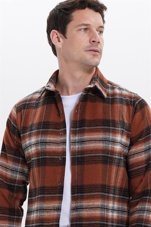 Erkek Slim Fit Dar Kesim Kareli Kışlık Oduncu Gömlek