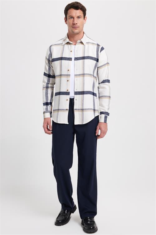 Erkek Slim Fit Dar Kesim Kareli Kışlık Oduncu Gömlek