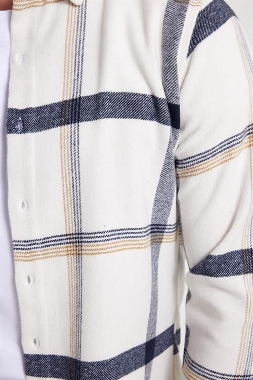 Erkek Slim Fit Dar Kesim Kareli Kışlık Oduncu Gömlek