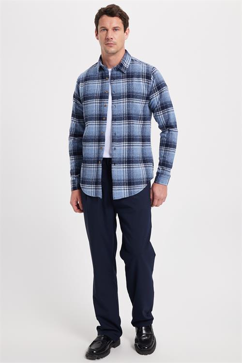 Erkek Slim Fit Dar Kesim Kareli Kışlık Oduncu Gömlek