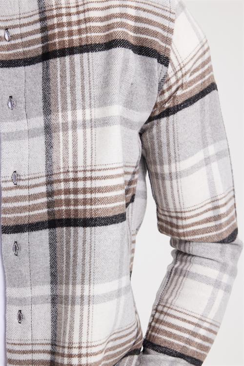 Erkek Slim Fit Dar Kesim Kareli Kışlık Oduncu Gömlek