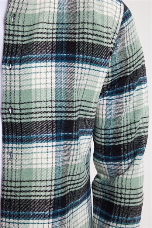 Erkek Slim Fit Dar Kesim Kareli Kışlık Oduncu Gömlek