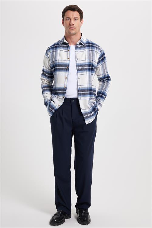Erkek Slim Fit Dar Kesim Kareli Kışlık Oduncu Gömlek