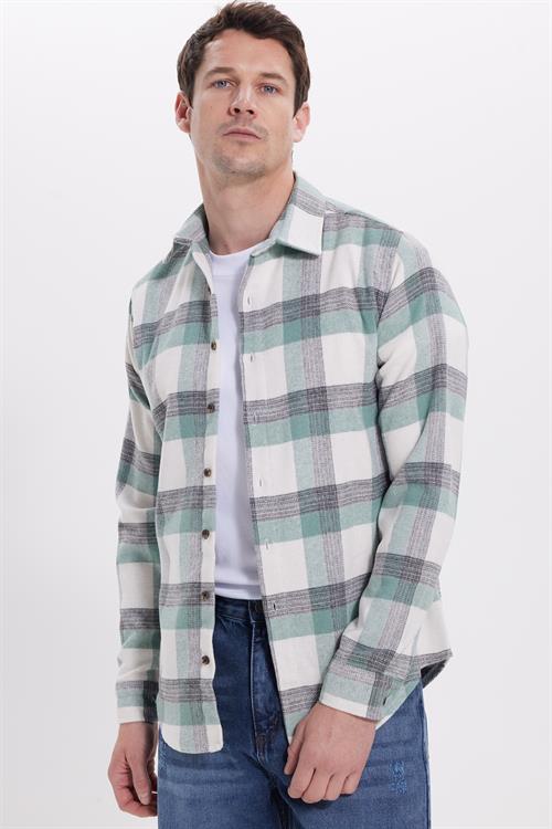Erkek Slim Fit Dar Kesim Kareli Kışlık Oduncu Gömlek