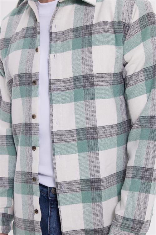 Erkek Slim Fit Dar Kesim Kareli Kışlık Oduncu Gömlek