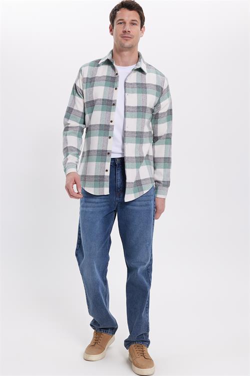 Erkek Slim Fit Dar Kesim Kareli Kışlık Oduncu Gömlek