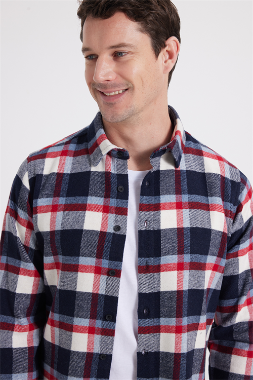 Erkek Slim Fit Dar Kesim Kareli Kışlık Oduncu Gömlek