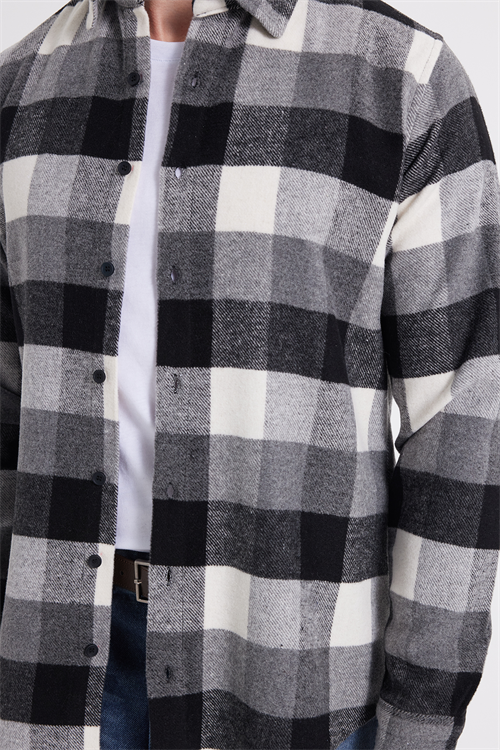 Erkek Slim Fit Dar Kesim Kareli Kışlık Oduncu Gömlek