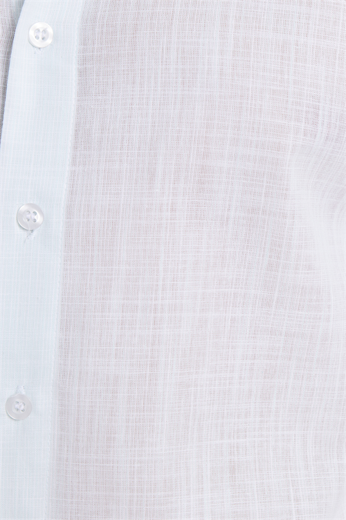 Erkek Slim Fit Dar Kesim %100 Pamuk Çizgili Uzun Kollu Keten Efektli Mint Gömlek