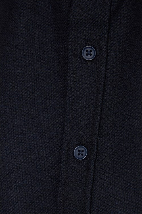 Erkek Slim Fit Dar Kesim Uzun Kollu Dokulu Kışlık Lacivert Gömlek