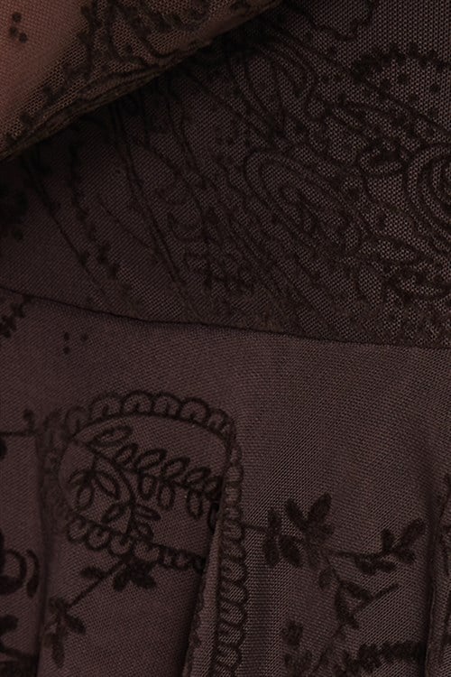 Kadın Slim Fit Dar Kesim Beli Lastikli Dantelli Likralı Kahverengi Etek 