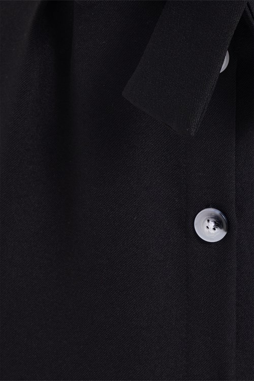 Kadın Slim Fit Dar Kesim Pileli Pamuklu Ön Düğme Kapamalı Kuşaklı Yırtmaçlı Siyah Etek 