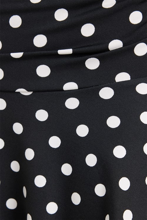 Kadın Slim Fit Dar Kesim Korse Detaylı Puantiyeli Likralı Dantelli Siyah Kısa Mini Etek