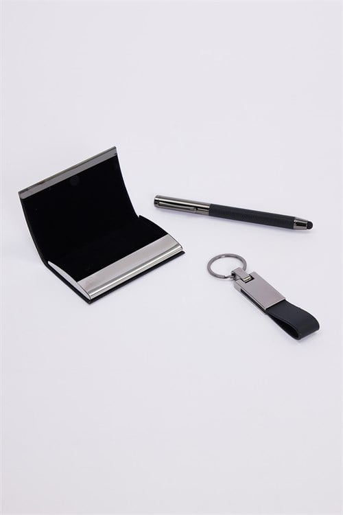 Premium Termo Deri Kapak Defter Derili Touch Pen Kalem Derili Kartlık Derili Metal Anahtarlık Set