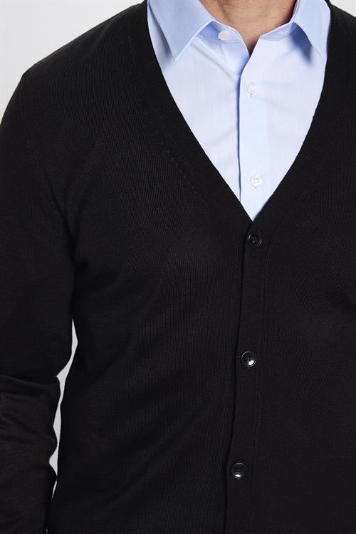 Slim Fit Dar Kesim Düğmeli Düz Tüylenmeyen Yumuşak Dokulu Erkek Hırka