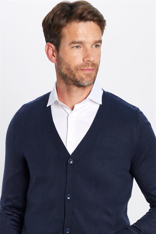 Slim Fit Dar Kesim Düğmeli Düz Tüylenmeyen Yumuşak Dokulu Erkek Hırka