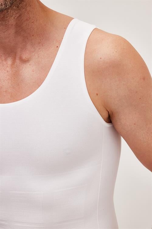 Erkek Süper Slim Fit Extra Dar Kesim Lastikli Beyaz Atlet Korse