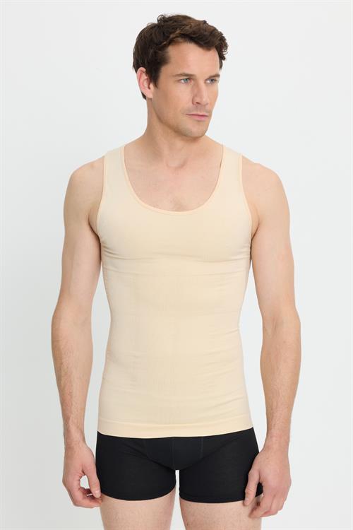Erkek Süper Slim Fit Extra Dar Kesim Lastikli Ten Rengi Atlet Korse
