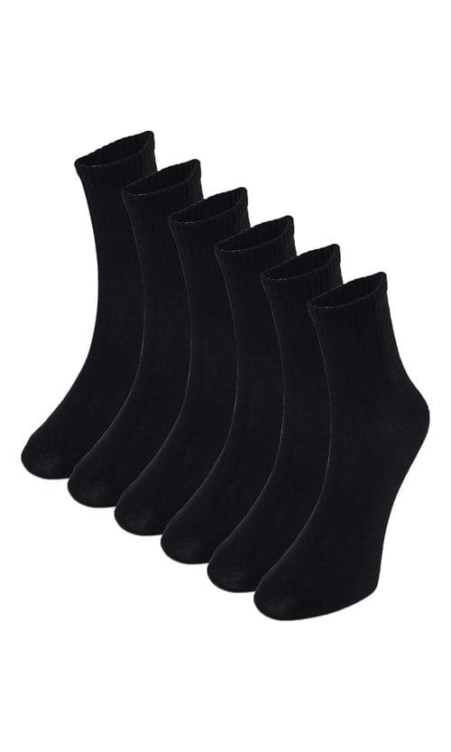 Kadın 6lı Ekonomik Paket Siyah Konçlu Soket Tenis Çorap Sporcu Çorabı