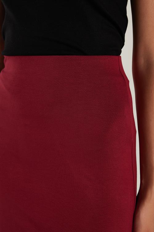 Kadın Standart Fit Modal Kumaş Bordo Maxi Boy Etek