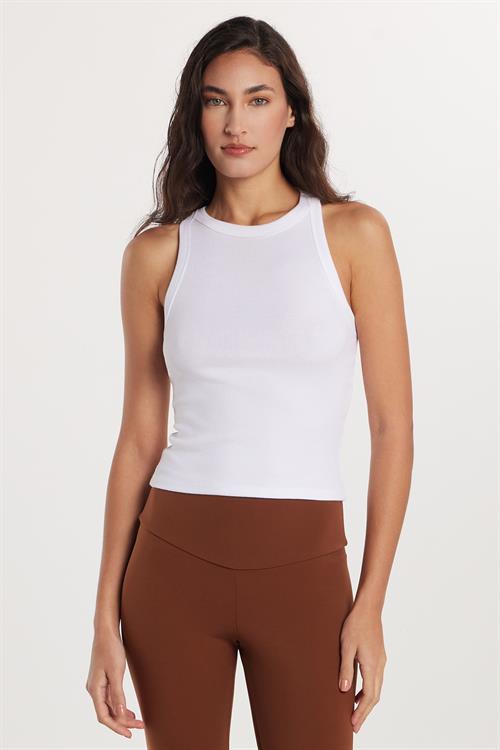 Kadın Slim Fit Halter Yaka Modal Kumaş Beyaz Body Atlet