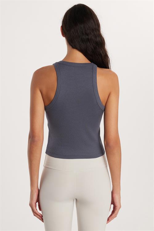 Kadın Slim Fit Halter Yaka Modal Kumaş Antrasit Body Atlet