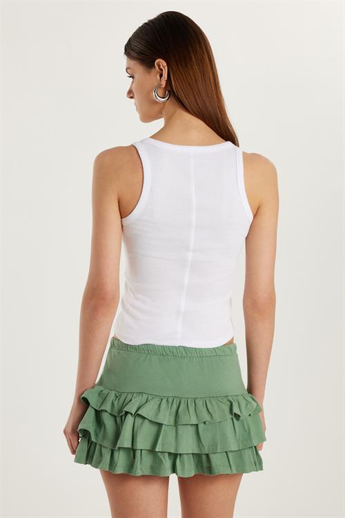 Kadın Slim Fit Dar Kesim U Yaka Modal Kumaş Beyaz Body Atlet
