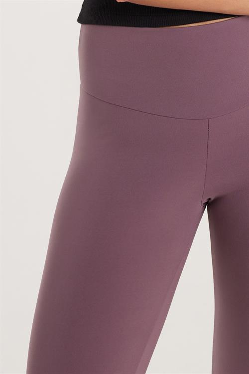 Kadın Süper Slim Beli Lastikli İnterlok Standart Boy Normal Bel Gül Kurusu Tayt