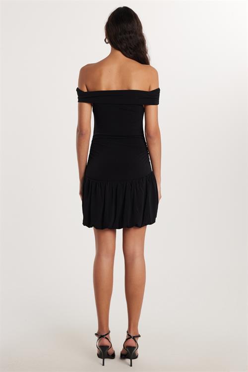 Kadın Slim Fit Dar Kesim Straplez Siyah Midi Elbise
