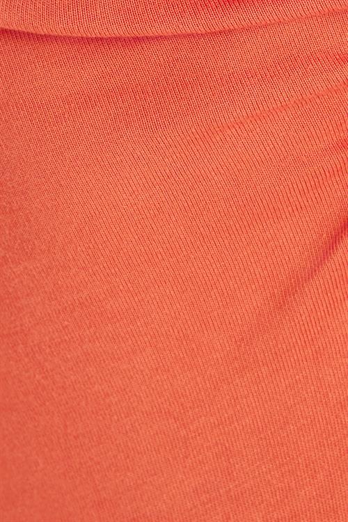 Kadın Modal Kumaş Slim Fit Dar Kesim Sıfır Kol Bisiklet Yaka Turuncu Elbise