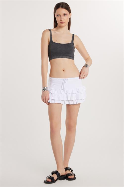 Kadın Regular Fit %100 Pamuk Düz Beyaz Etek