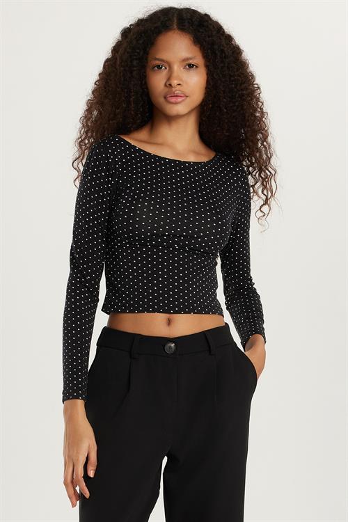 Kadın Slim Fit Dar Kesim Sırt Detaylı Siyah Bluz