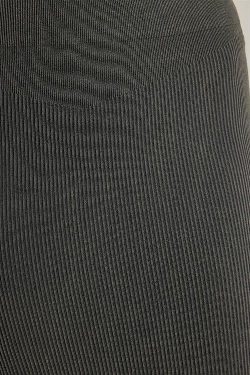 Kadın Slim Fit Pamuklu Düz Uzun Antrasit Etek